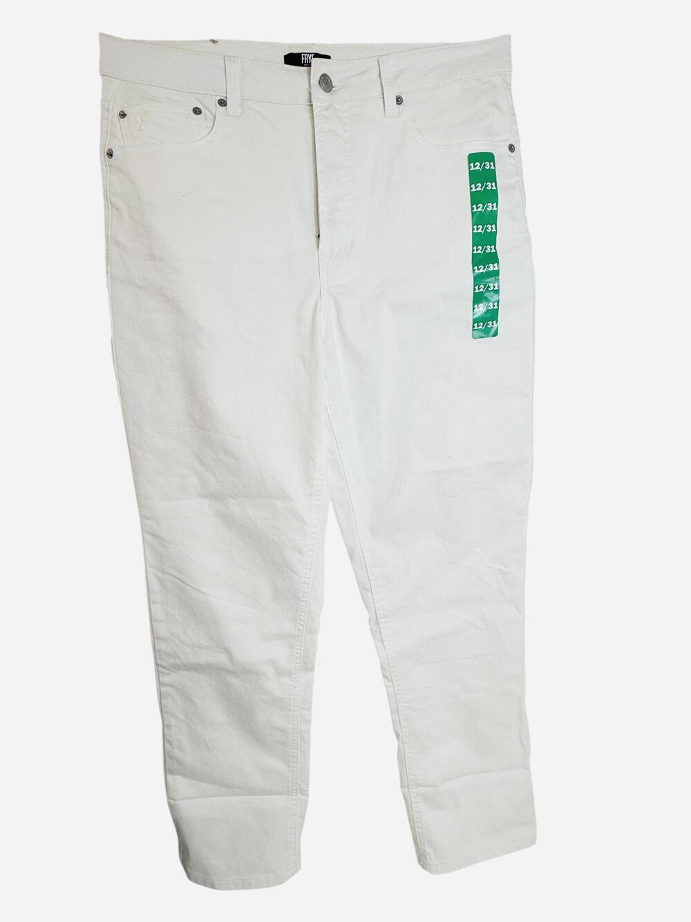 Frye Jeans Womens 12/31 White High Rise Straight Stretch Denim Pants Casual